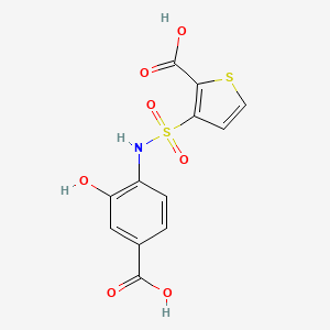 molecular formula C12H9NO7S2 B10757089 3-{[(4-Carboxy-2-hydroxyaniline]sulfonyl}thiophene-2-carboxylic acid 