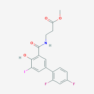 molecular formula C17H14F2INO4 B10757199 Methyl N-[(2',4'-difluoro-4-hydroxy-5-iodobiphenyl-3-YL)carbonyl]-beta-alaninate 