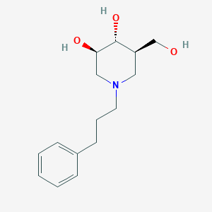 molecular formula C15H23NO3 B10757289 (3R,4R,5R)-5-(hydroxymethyl)-1-(3-phenylpropyl)piperidine-3,4-diol 