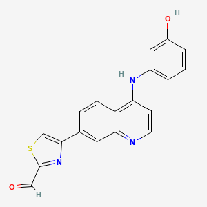 molecular formula C20H15N3O2S B10757321 4-{4-[(5-Hydroxy-2-Methylphenyl)amino]quinolin-7-Yl}-1,3-Thiazole-2-Carbaldehyde 