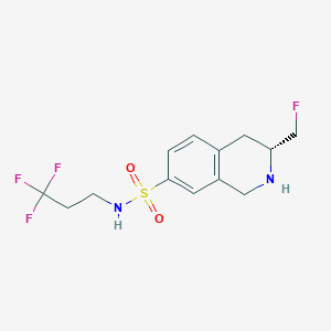 molecular formula C13H16F4N2O2S B10757350 (3r)-3-(Fluoromethyl)-N-(3,3,3-Trifluoropropyl)-1,2,3,4-Tetrahydroisoquinoline-7-Sulfonamide 