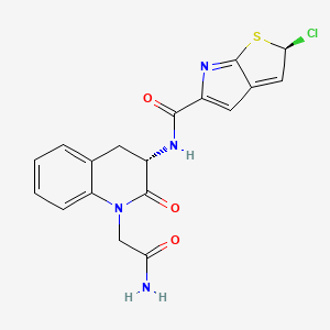 molecular formula C18H15ClN4O3S B10757364 (2s)-N-[(3s)-1-(2-Amino-2-Oxoethyl)-2-Oxo-1,2,3,4-Tetrahydroquinolin-3-Yl]-2-Chloro-2h-Thieno[2,3-B]pyrrole-5-Carboxamide 