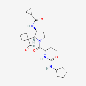 N-[(2R,3S)-1-((2S)-2-{[(Cyclopentylamino)carbonyl]amino}-3-methylbutanoyl)-2-(1-formyl-1-cyclobutyl)pyrrolidinyl]cyclopropanecarboxamide