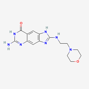 molecular formula C15H19N7O2 B10757447 6-Amino-2-[(2-Morpholin-4-Ylethyl)amino]-3,7-Dihydro-8h-Imidazo[4,5-G]quinazolin-8-One 