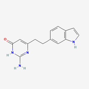 molecular formula C14H14N4O B10757471 2-amino-6-[2-(1H-indol-6-yl)ethyl]pyrimidin-4(3H)-one CAS No. 883889-61-0