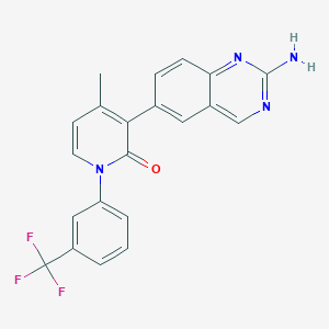 molecular formula C21H15F3N4O B10757472 3-(2-Aminoquinazolin-6-Yl)-4-Methyl-1-[3-(Trifluoromethyl)phenyl]pyridin-2(1h)-One 