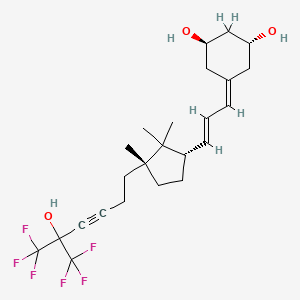 molecular formula C24H32F6O3 B10757478 (1R,3R)-5-[(2E)-3-{(1S,3R)-2,2,3-trimethyl-3-[6,6,6-trifluoro-5-hydroxy-5-(trifluoromethyl)hex-3-yn-1-yl]cyclopentyl}prop-2-en-1-ylidene]cyclohexane-1,3-diol 