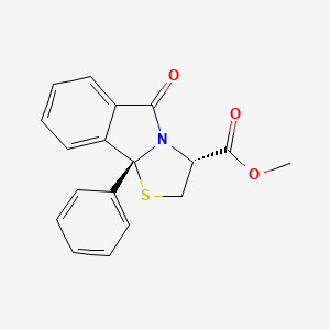 molecular formula C18H15NO3S B10757583 (R)-(+) 5(9BH)-Oxo-9B-phenyl-2,3-dihydrothiazolo[2,3-A]isoindol-3-carboxylic acid methyl ester 