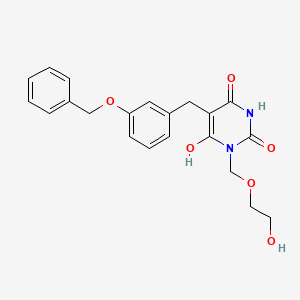 molecular formula C21H22N2O6 B10757630 1-((2-Hydroxyethoxy)methyl)-5-(3-(benzyloxy)benzyl)-6-hydroxypyrimidine-2,4(1H,3H)-dione 