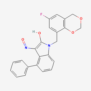 molecular formula C23H17FN2O4 B10757721 (3z)-1-[(6-Fluoro-4h-1,3-Benzodioxin-8-Yl)methyl]-4-Phenyl-1h-Indole-2,3-Dione 3-Oxime 