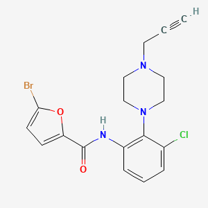 molecular formula C18H17BrClN3O2 B10757735 5-bromo-N-(3-chloro-2-(4-(prop-2-ynyl)piperazin-1-yl)phenyl)furan-2-carboxamide 