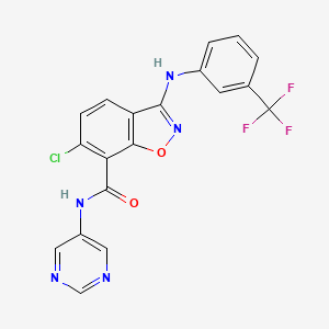 6-chloro-N-pyrimidin-5-yl-3-{[3-(trifluoromethyl)phenyl]amino}-1,2-benzisoxazole-7-carboxamide