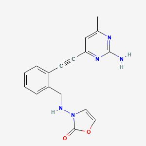 molecular formula C17H15N5O2 B10757881 3-({2-[(2-Amino-6-methylpyrimidin-4-YL)ethynyl]benzyl}amino)-1,3-oxazol-2(3H)-one 