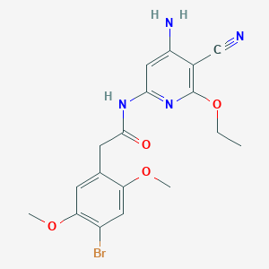 molecular formula C18H19BrN4O4 B10757966 N-(4-Amino-5-cyano-6-ethoxypyridin-2-YL)-2-(4-bromo-2,5-dimethoxyphenyl)acetamide 