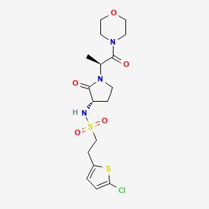 molecular formula C17H24ClN3O5S2 B10757977 2-(5-Chloro-2-Thienyl)-N-{(3s)-1-[(1s)-1-Methyl-2-Morpholin-4-Yl-2-Oxoethyl]-2-Oxopyrrolidin-3-Yl}ethanesulfonamide 