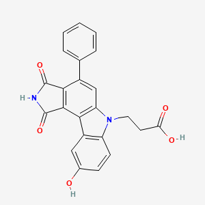 molecular formula C23H16N2O5 B10757985 3-(9-hydroxy-1,3-dioxo-4-phenyl-2,3-dihydropyrrolo[3,4-c]carbazol-6(1H)-yl)propanoic acid 