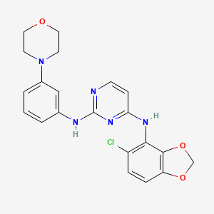 molecular formula C21H20ClN5O3 B10758001 N'-(5-Chloro-1,3-Benzodioxol-4-Yl)-N-(3-Morpholin-4-Ylphenyl)pyrimidine-2,4-Diamine 