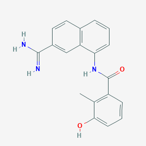 molecular formula C19H17N3O2 B10758069 N-(7-Carbamimidoyl-naphthalen-1-YL)-3-hydroxy-2-methyl-benzamide 