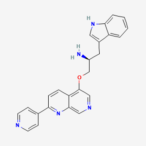 molecular formula C24H21N5O B10758084 (1S)-1-(1H-Indol-3-ylmethyl)-2-(2-pyridin-4-YL-[1,7]naphtyridin-5-yloxy)-ehylamine 