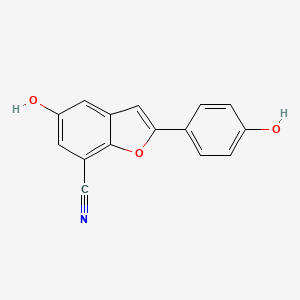 molecular formula C15H9NO3 B10758107 5-Hydroxy-2-(4-hydroxyphenyl)-1-benzofuran-7-carbonitrile 