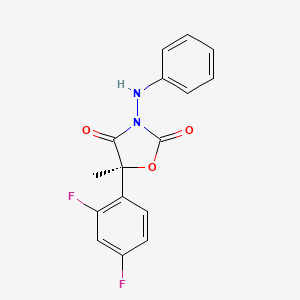 molecular formula C16H12F2N2O3 B10758144 (5S)-3-Anilino-5-(2,4-difluorophenyl)-5-methyl-1,3-oxazolidine-2,4-dione 