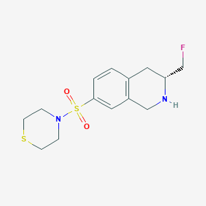 molecular formula C14H19FN2O2S2 B10758176 (3r)-3-(Fluoromethyl)-7-(Thiomorpholin-4-Ylsulfonyl)-1,2,3,4-Tetrahydroisoquinoline 