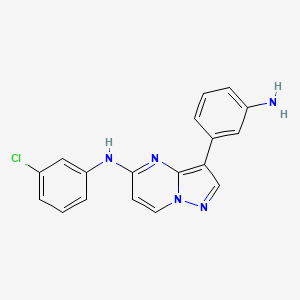 molecular formula C18H14ClN5 B10758219 3-(3-aminophenyl)-N-(3-chlorophenyl)pyrazolo[1,5-a]pyrimidin-5-amine 