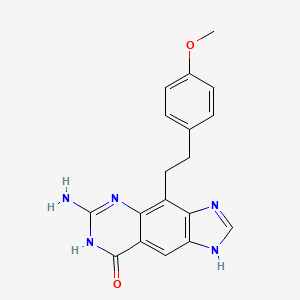 molecular formula C18H17N5O2 B10758261 6-Amino-4-[2-(4-methoxyphenyl)ethyl]-1,7-dihydro-8H-imidazo[4,5-G]quinazolin-8-one 