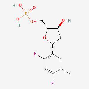 molecular formula C12H15F2O6P B10758301 1-[2-Deoxyribofuranosyl]-2,4-difluoro-5-methyl-benzene-5'monophosphate 