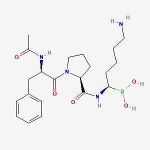 molecular formula C21H33BN4O5 B10758302 AC-(D)Phe-pro-borolys-OH 