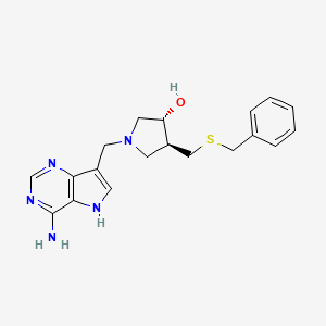 molecular formula C19H23N5OS B10758305 (3R,4S)-1-[(4-amino-5H-pyrrolo[3,2-d]pyrimidin-7-yl)methyl]-4-[(benzylsulfanyl)methyl]pyrrolidin-3-ol 