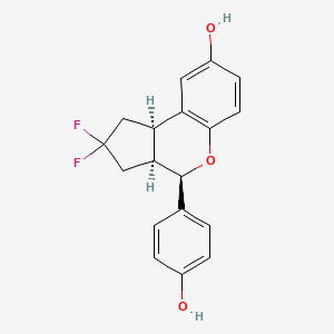 molecular formula C18H16F2O3 B10758331 (3aS,4R,9bR)-2,2-difluoro-4-(4-hydroxyphenyl)-1,2,3,3a,4,9b-hexahydrocyclopenta[c]chromen-8-ol CAS No. 787621-78-7