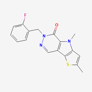 molecular formula C17H14FN3OS B10758352 10-[(2-fluorophenyl)methyl]-4,7-dimethyl-3-thia-7,10,11-triazatricyclo[6.4.0.02,6]dodeca-1(8),2(6),4,11-tetraen-9-one 