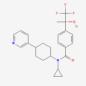 molecular formula C24H27F3N2O2 B10758375 N-cyclopropyl-N-(trans-4-pyridin-3-ylcyclohexyl)-4-[(1S)-2,2,2-trifluoro-1-hydroxy-1-methylethyl]benzamide 