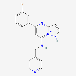 molecular formula C18H15BrN5+ B10758389 (5Z)-5-(3-Bromocyclohexa-2,5-dien-1-ylidene)-N-(pyridin-4-ylmethyl)-1,5-dihydropyrazolo[1,5-A]pyrimidin-7-amine 