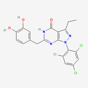 6-(3,4-Dihydroxybenzyl)-3-ethyl-1-(2,4,6-trichlorophenyl)-1H-pyrazolo[3,4-D]pyrimidin-4(5H)-one