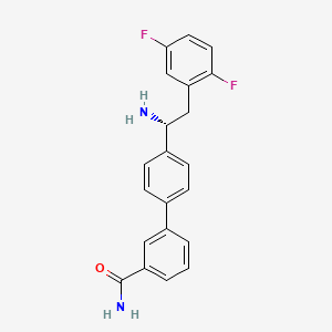 molecular formula C21H18F2N2O B10758427 4'-[(1r)-1-Amino-2-(2,5-Difluorophenyl)ethyl]biphenyl-3-Carboxamide 