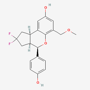 molecular formula C20H20F2O4 B10758432 (3aS,4R,9bR)-2,2-difluoro-4-(4-hydroxyphenyl)-6-(methoxymethyl)-1,2,3,3a,4,9b-hexahydrocyclopenta[c]chromen-8-ol 