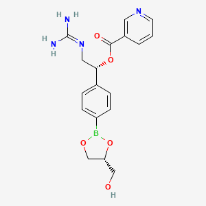 (1R)-2-{[Amino(imino)methyl]amino}-1-{4-[(4R)-4-(hydroxymethyl)-1,3,2-dioxaborolan-2-YL]phenyl}ethyl nicotinate