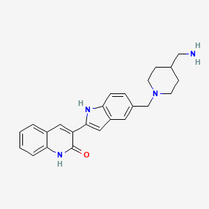 molecular formula C24H26N4O B10758487 3-(5-{[4-(Aminomethyl)piperidin-1-Yl]methyl}-1h-Indol-2-Yl)quinolin-2(1h)-One 