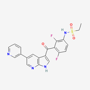 molecular formula C21H16F2N4O3S B10758510 N-{2,4-Difluoro-3-[(5-Pyridin-3-Yl-1h-Pyrrolo[2,3-B]pyridin-3-Yl)carbonyl]phenyl}ethanesulfonamide 