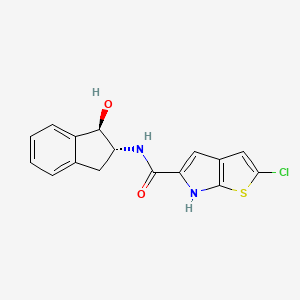 molecular formula C16H13ClN2O2S B10758531 2-Chloro-N-[(1r,2r)-1-Hydroxy-2,3-Dihydro-1h-Inden-2-Yl]-6h-Thieno[2,3-B]pyrrole-5-Carboxamide 