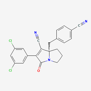 molecular formula C22H15Cl2N3O B10758577 7a-[(4-Cyanophenyl)methyl]-6-(3,5-Dichlorophenyl)-5-Oxo-2,3,5,7a-Tetrahydro-1h-Pyrrolo[1,2-A]pyrrole-7-Carbonitrile 