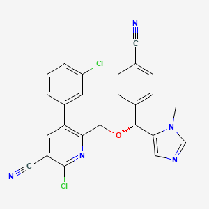 molecular formula C25H17Cl2N5O B10758597 2-Chloro-5-(3-chloro-phenyl)-6-[(4-cyano-phenyl)-(3-methyl-3H-imidazol-4-YL)-methoxymethyl]-nicotinonitrile 