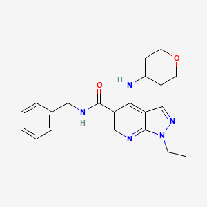 1-ethyl-N-(phenylmethyl)-4-(tetrahydro-2H-pyran-4-ylamino)-1H-pyrazolo[3,4-b]pyridine-5-carboxamide