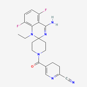 molecular formula C21H22F2N6O B10758755 5-(4'-Amino-1'-ethyl-5',8'-difluoro-1'H-spiro[piperidine-4,2'-quinazoline]-1-ylcarbonyl)picolinonitrile 