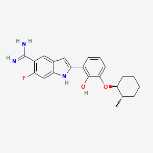 molecular formula C22H24FN3O2 B10758778 6-Fluoro-2-[2-hydroxy-3-(2-methyl-cyclohexyloxy)-phenyl]-1H-indole-5-carboxamidine 