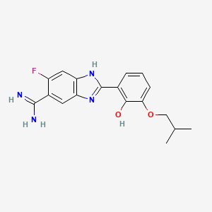 molecular formula C18H19FN4O2 B10758784 6-Fluoro-2-(2-hydroxy-3-isobutoxy-phenyl)-1H-benzoimidazole-5-carboxamidine 