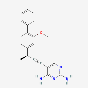 molecular formula C22H22N4O B10758792 5-[(3s)-3-(2-Methoxybiphenyl-4-Yl)but-1-Yn-1-Yl]-6-Methylpyrimidine-2,4-Diamine 