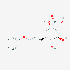 molecular formula C16H22O6 B10758880 (1S,3R,4R,5S)-1,3,4-trihydroxy-5-(3-phenoxypropyl)cyclohexane-1-carboxylic acid 